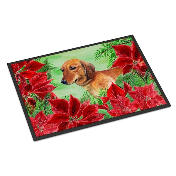 Carolines Treasures Dachshund Poinsettas Indoor or Outdoor Mat, 24 x 36 in. CK1300JMAT - main